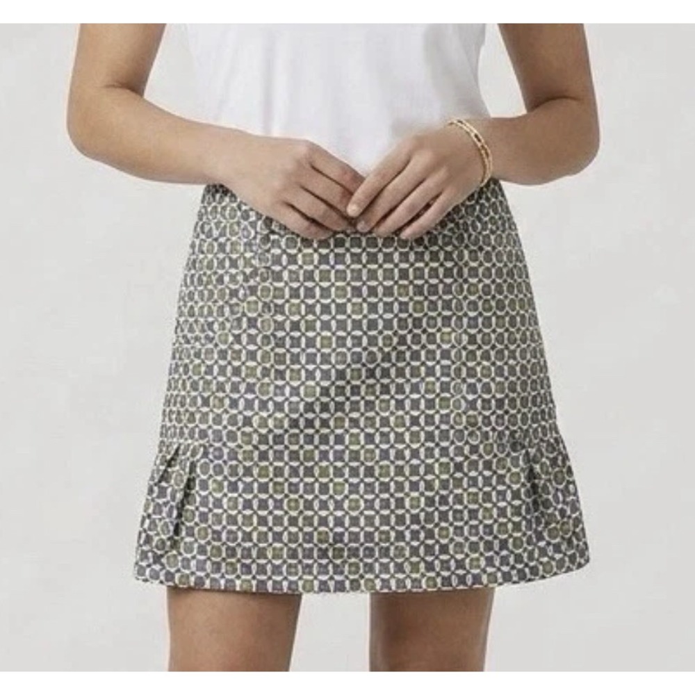 IZOD Cool FX Golf Skort sz 12 Purple Green Geometric Print Pockets Resort Sports